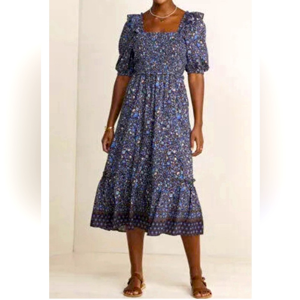 NEW $248 Vineyard vines smocked puff sleeve Floral midi dress size 3X